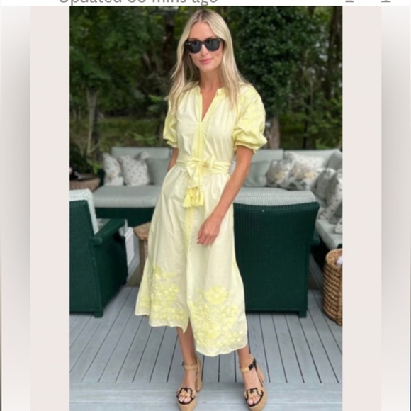 Julia Amory coatue caftan midi dress, yellow, size M - Picture 4 of 4